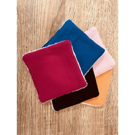 Lingettes lavables demaquillantes pas cher 4€ lot de 4 Mauve