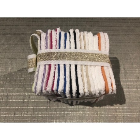 Lot de 15 lingettes démaquillantes lavables réutilisables Unies 8 couleurs différentes 10 x 10 cm