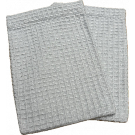 Gants de Toilette en Nid d'Abeille Gris 100 % coton lot de 2 gants