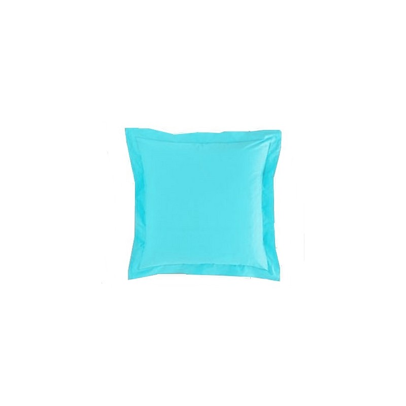 Lot De 2 Taies D'oreiller Turquoise 63x63 cm Volant Plat Piqué / 100% Coton  / 57 Fils/cm² - Bleu - Kiabi - 8.90€