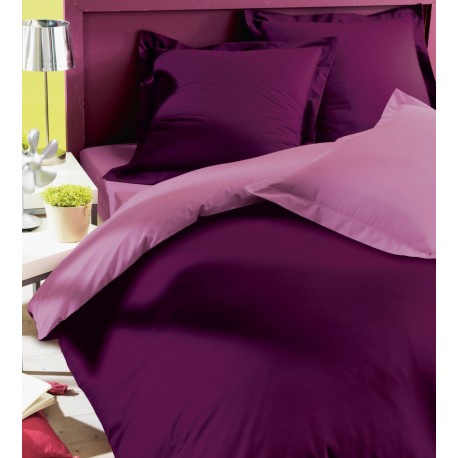 Parure de lit prune / mauve housse de couette + taies