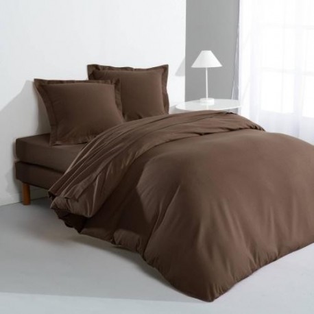 Housse de couette 2 personnes 240x260 cm 100% Coton - Chocolat