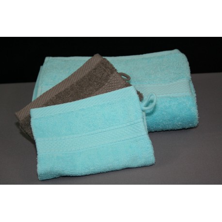 Eponge turquoise et taupe 500 g / m² 100 % coton